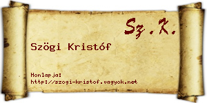 Szögi Kristóf névjegykártya